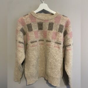 Cozy Pink and Gray Women's Crew Neck Sweater
